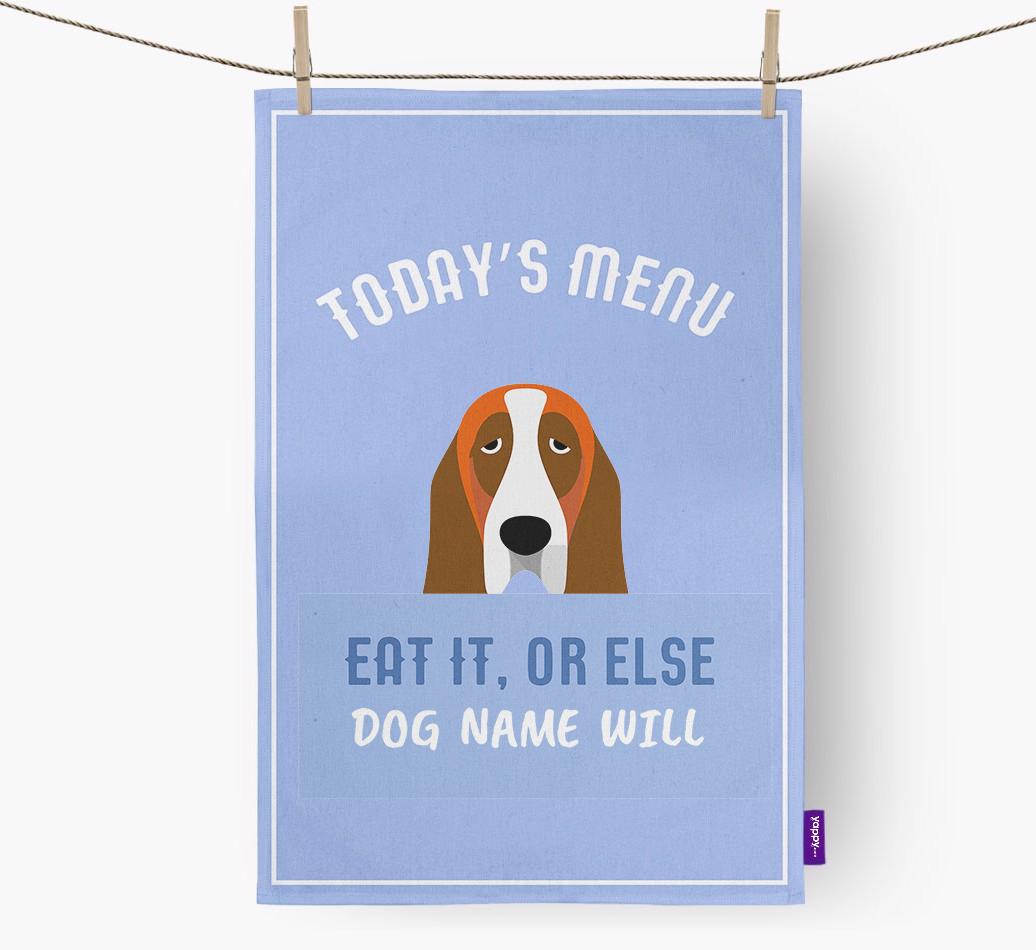'Eat It, Or Else {dogsName} Will' - Personalized {breedFullName} Dish Towel