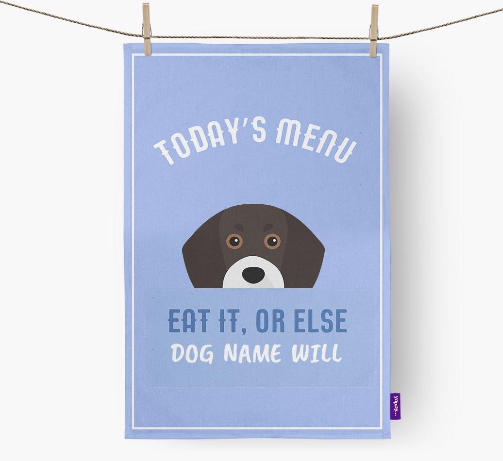'Eat It, Or Else {dogsName} Will' - Personalized {breedFullName} Dish Towel