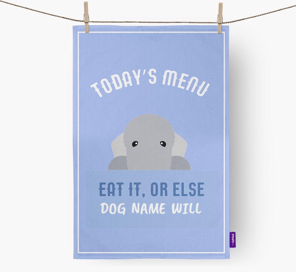'Eat It, Or Else {dogsName} Will' - Personalized {breedFullName} Dish Towel