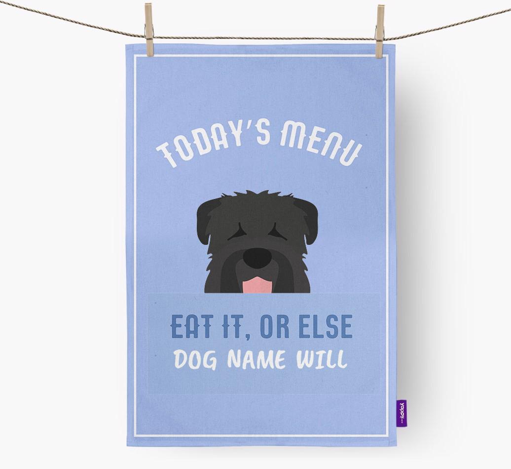 'Eat It, Or Else {dogsName} Will' - Personalized {breedFullName} Dish Towel