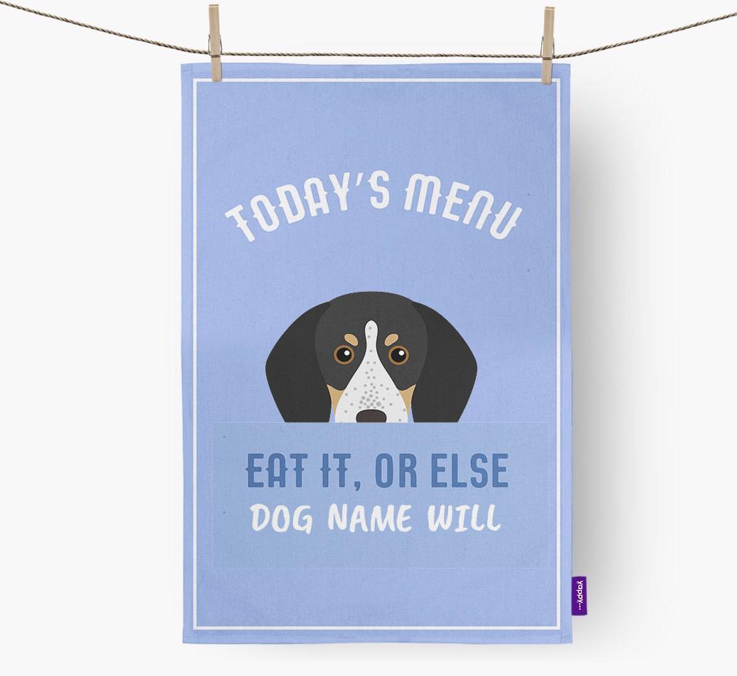 'Eat It, Or Else {dogsName} Will' - Personalized {breedFullName} Dish Towel