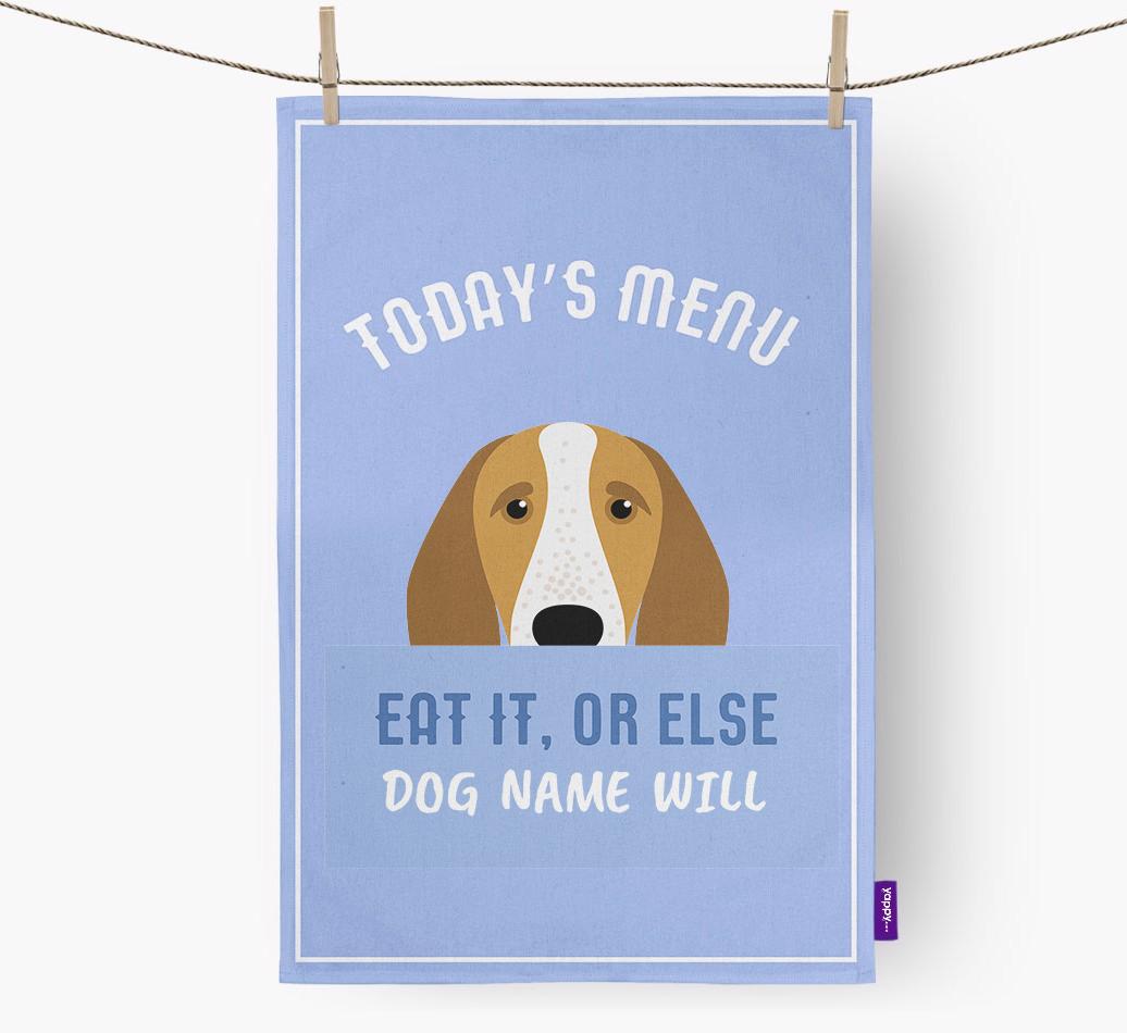 'Eat It, Or Else {dogsName} Will' - Personalized {breedFullName} Dish Towel