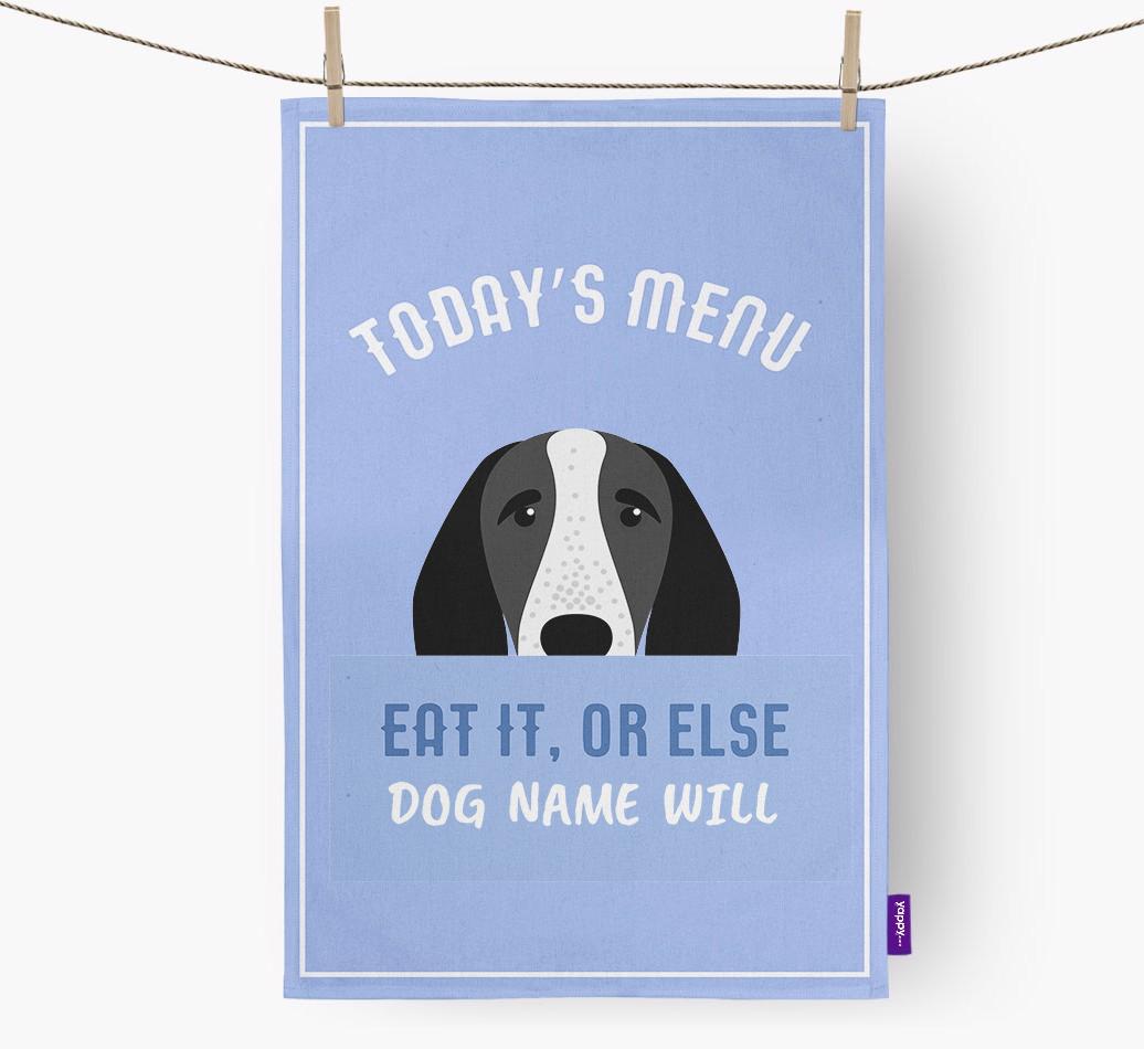 'Eat It, Or Else {dogsName} Will' - Personalized {breedFullName} Dish Towel
