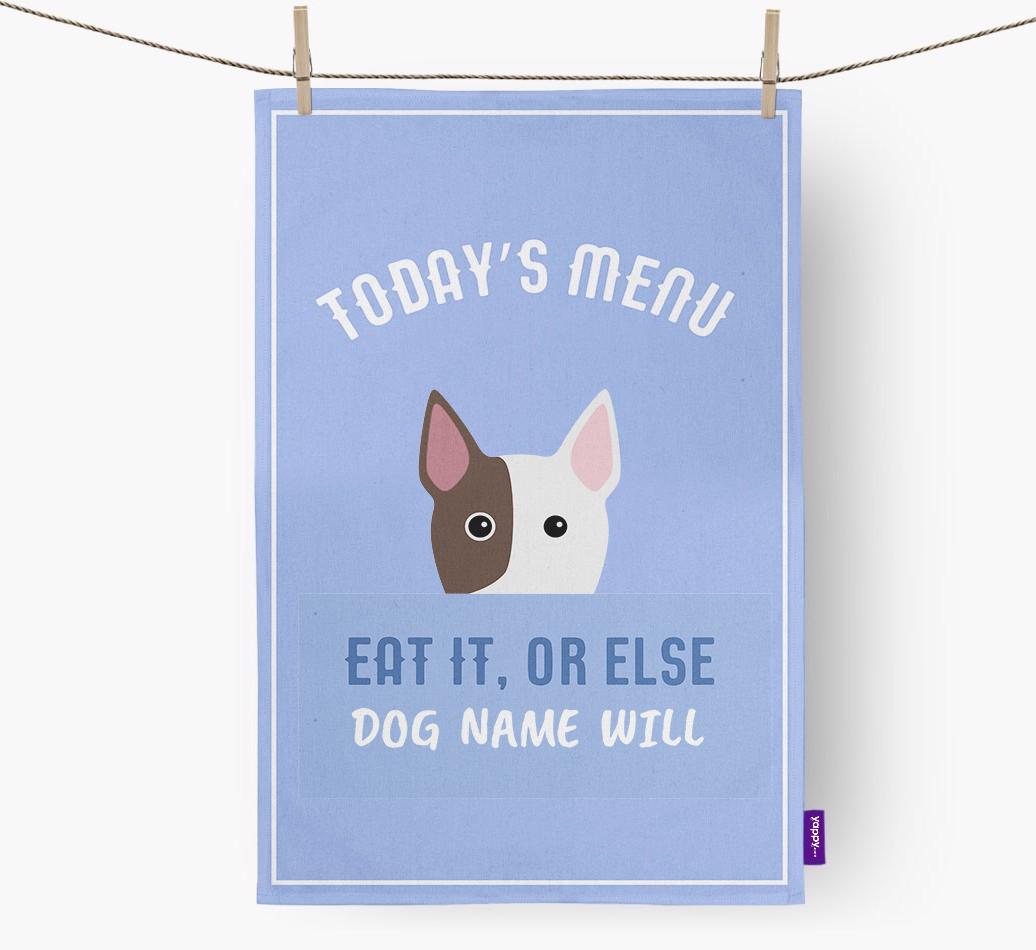 'Eat It, Or Else {dogsName} Will' - Personalized {breedFullName} Dish Towel