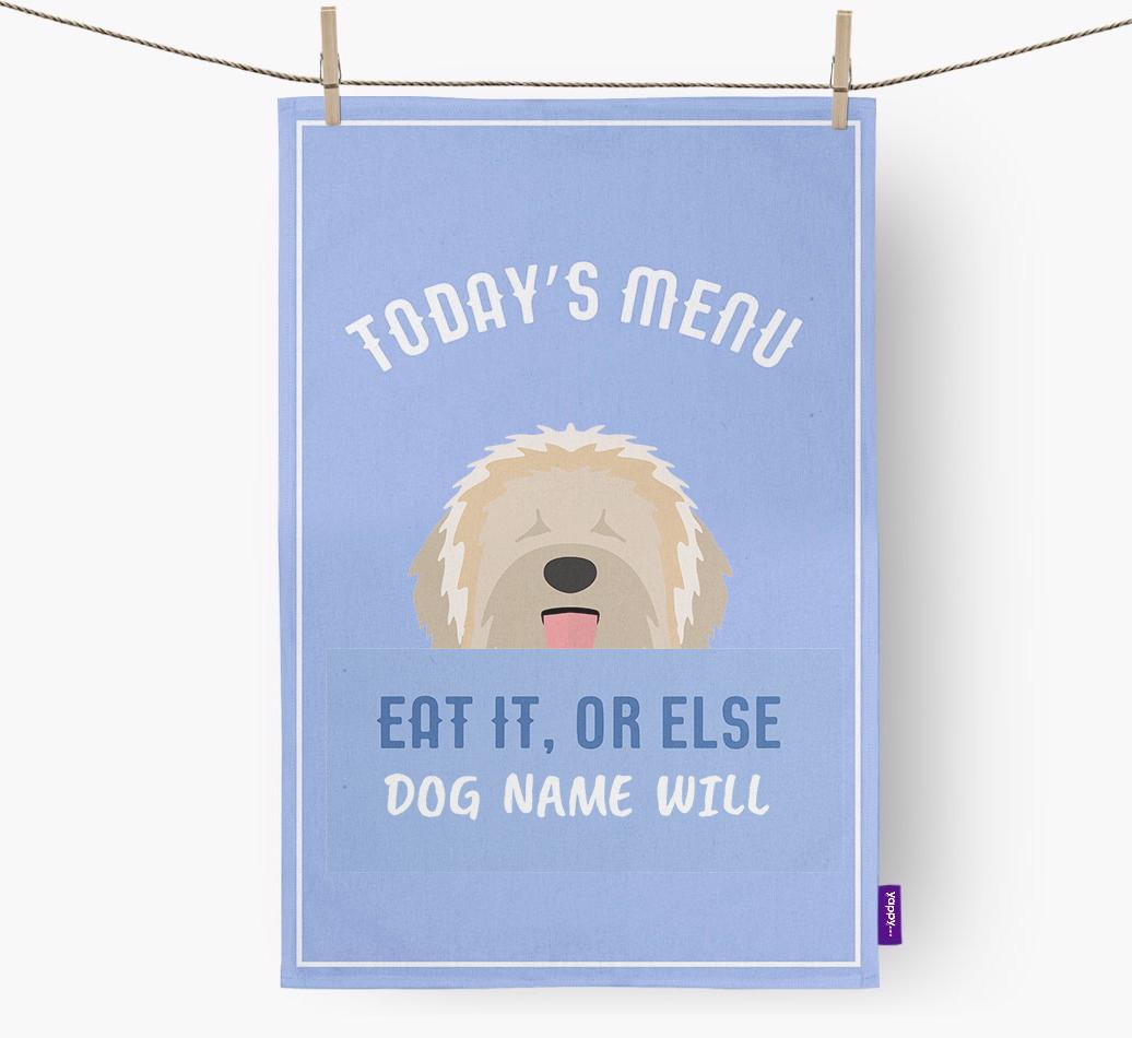 'Eat It, Or Else {dogsName} Will' - Personalized {breedFullName} Dish Towel