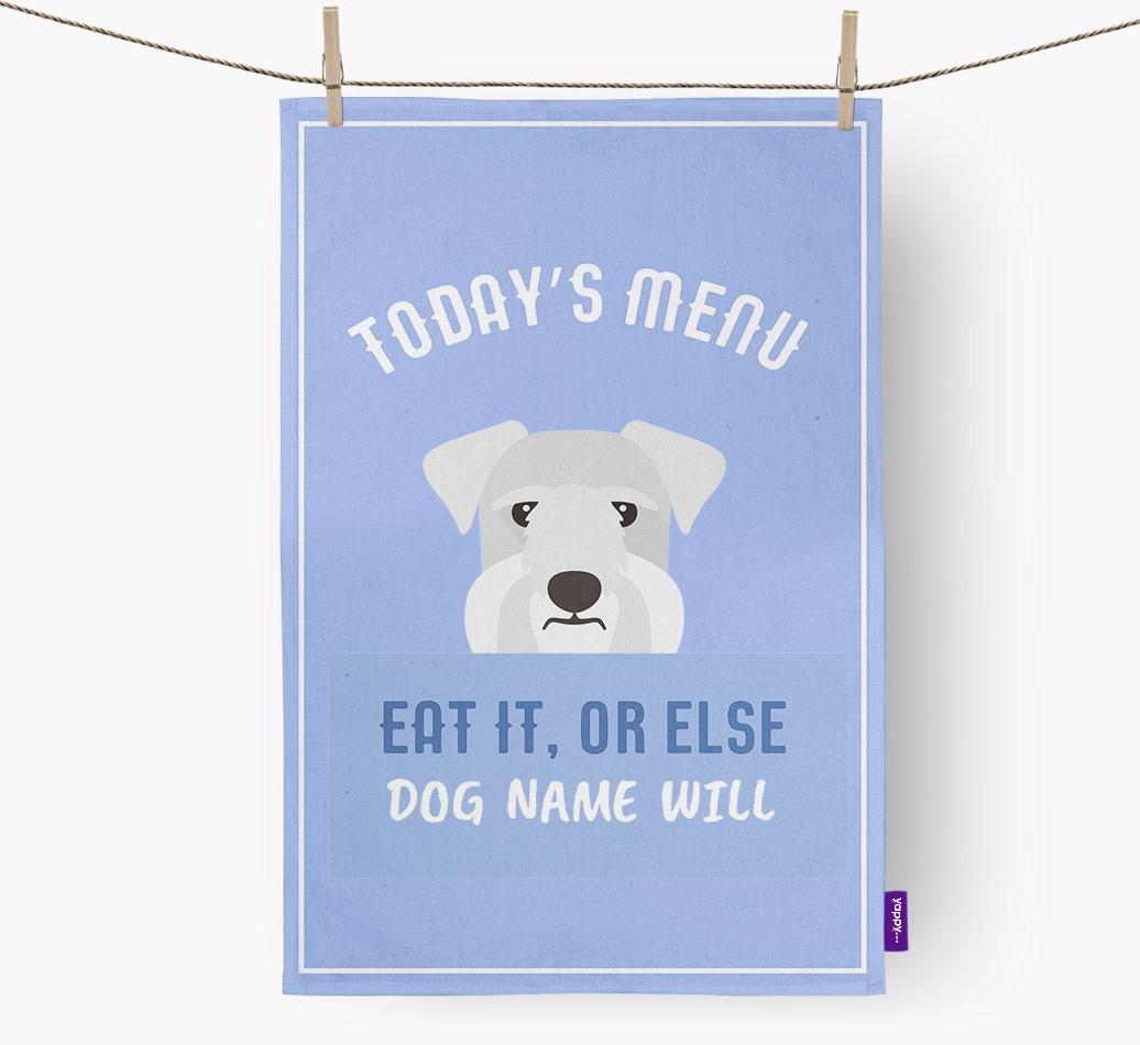 'Eat It, Or Else {dogsName} Will' - Personalized {breedFullName} Dish Towel