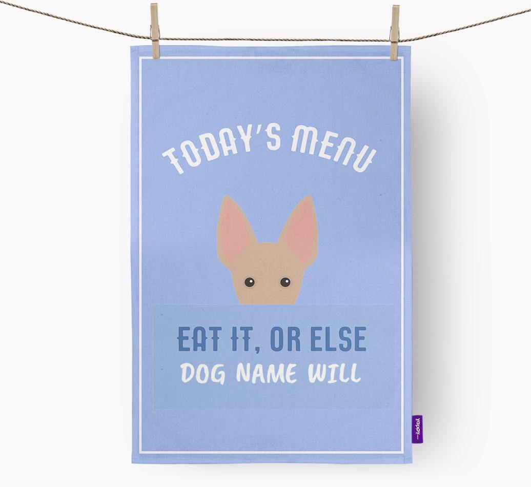 'Eat It, Or Else {dogsName} Will' - Personalized {breedFullName} Dish Towel