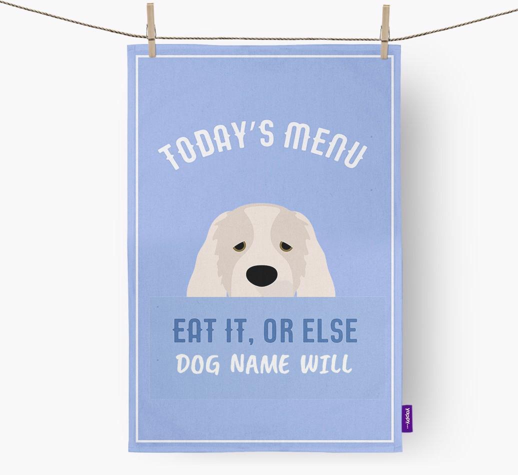 'Eat It, Or Else {dogsName} Will' - Personalized {breedFullName} Dish Towel