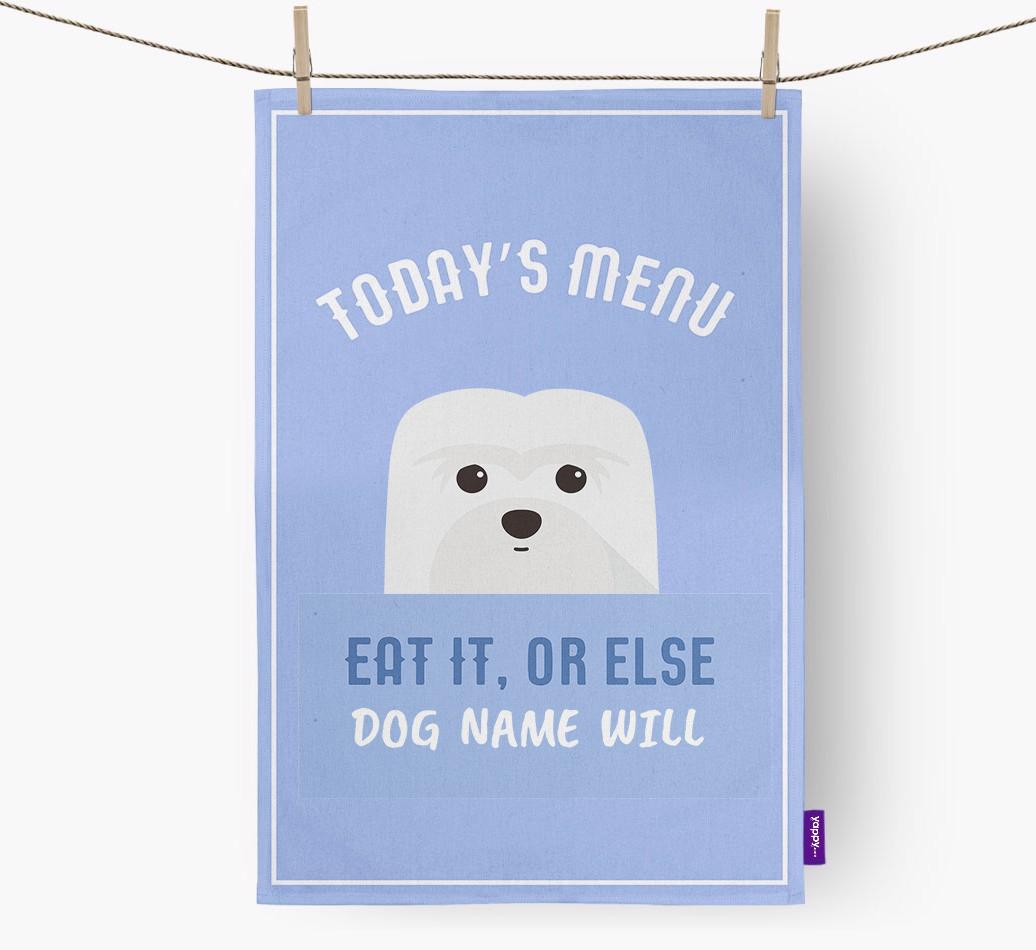 'Eat It, Or Else {dogsName} Will' - Personalized {breedFullName} Dish Towel