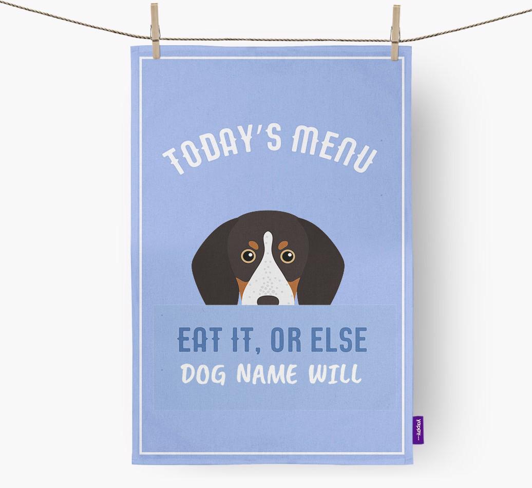 'Eat It, Or Else {dogsName} Will' - Personalized {breedFullName} Dish Towel