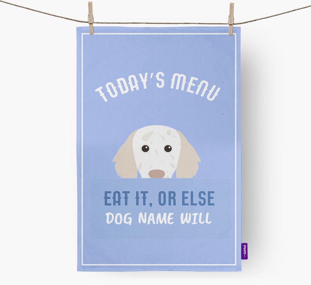 'Eat It, Or Else {dogsName} Will' - Personalized {breedFullName} Dish Towel