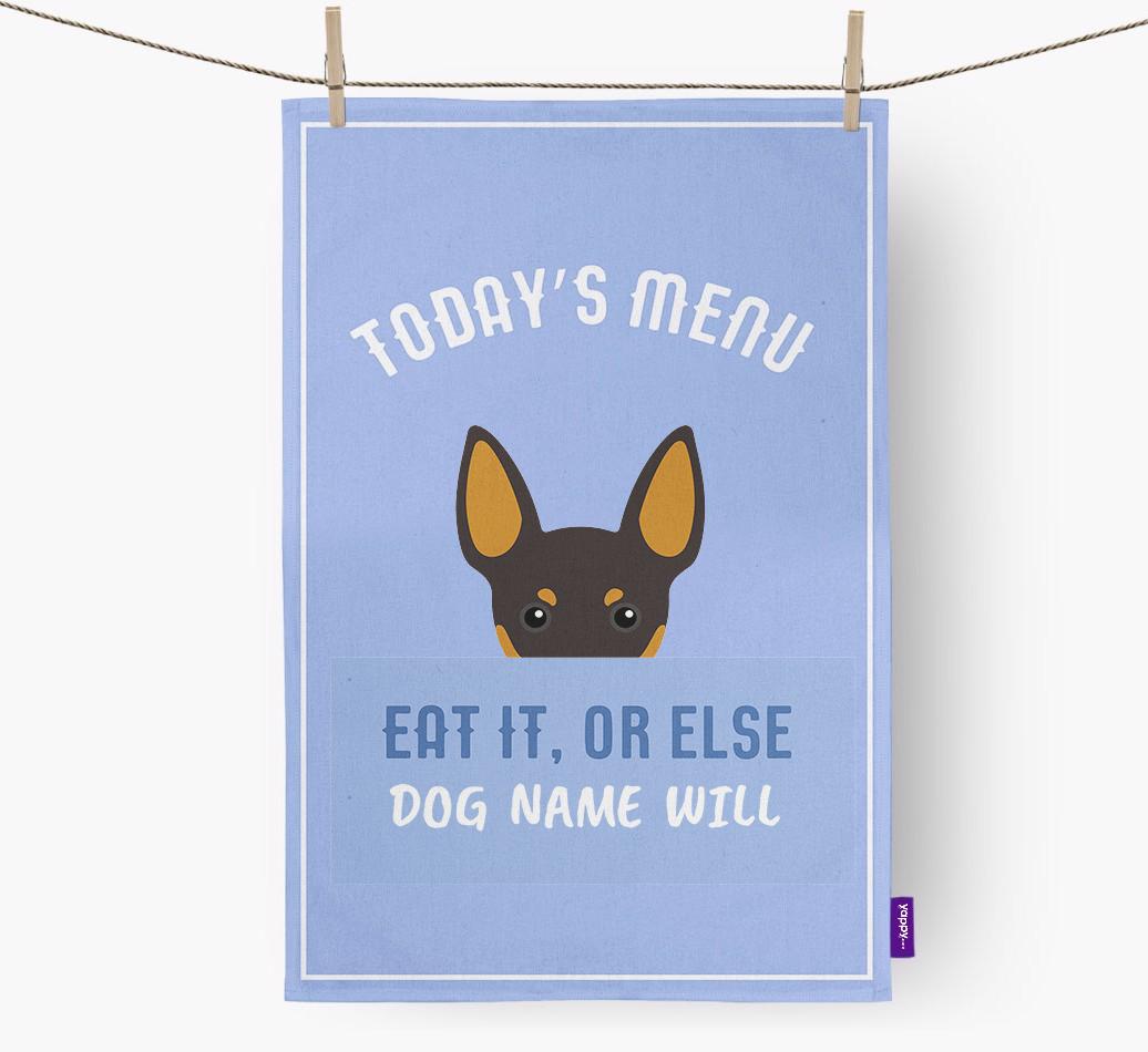 'Eat It, Or Else {dogsName} Will' - Personalized {breedFullName} Dish Towel