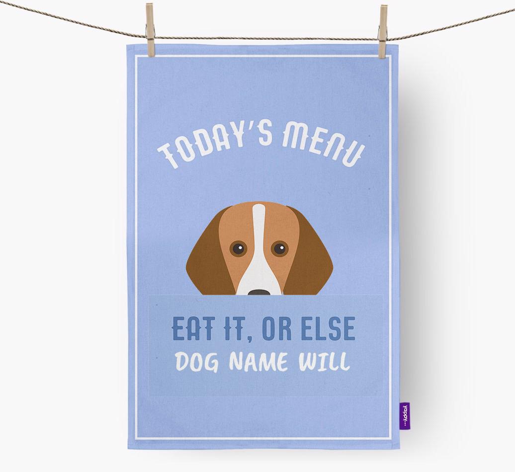 'Eat It, Or Else {dogsName} Will' - Personalized {breedFullName} Dish Towel