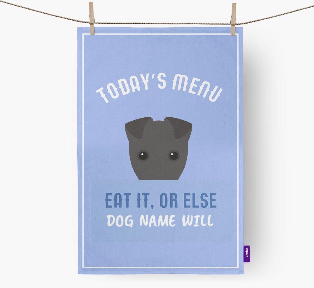 'Eat It, Or Else {dogsName} Will' - Personalized {breedFullName} Dish Towel