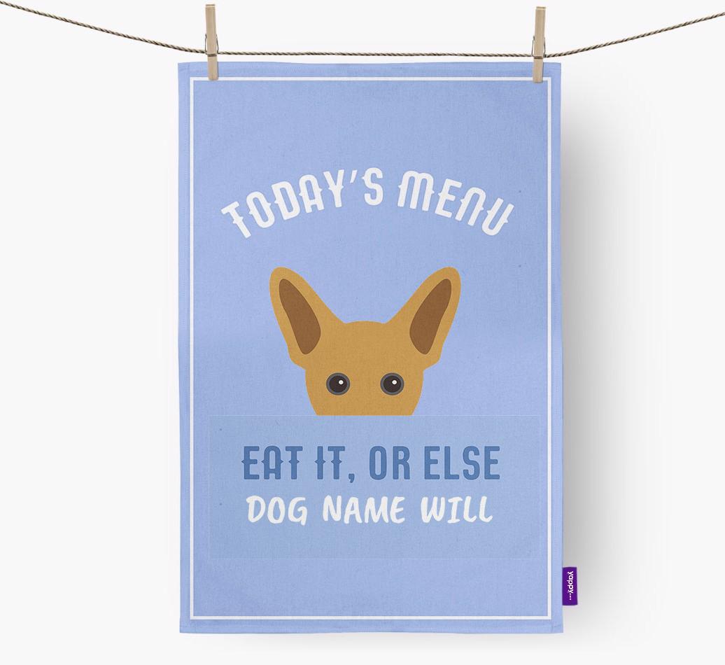'Eat It, Or Else {dogsName} Will' - Personalized {breedFullName} Dish Towel