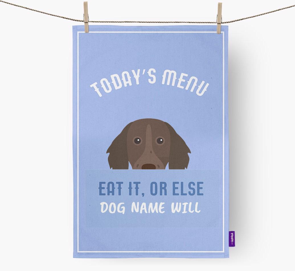'Eat It, Or Else {dogsName} Will' - Personalized {breedFullName} Dish Towel