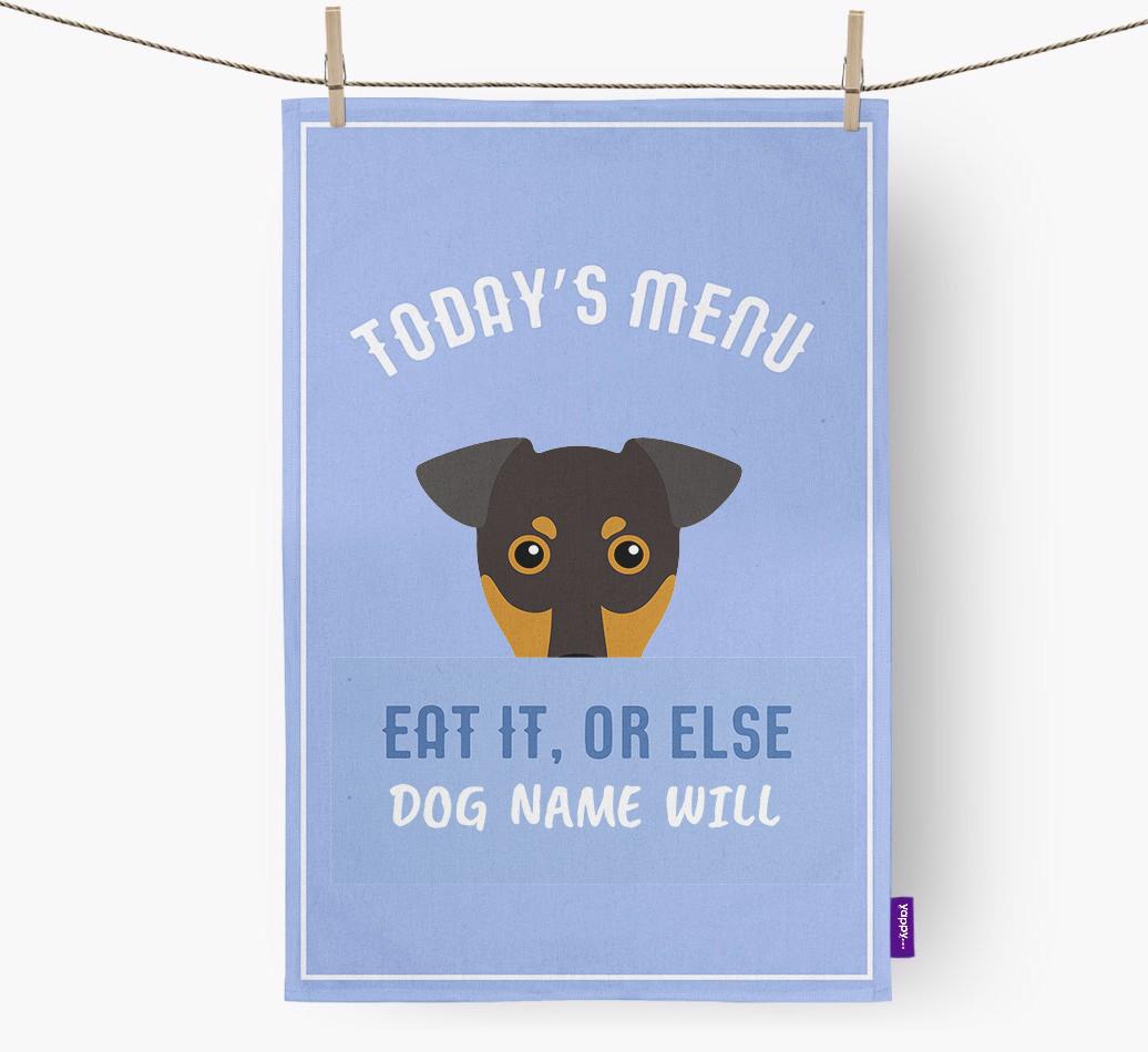 'Eat It, Or Else {dogsName} Will' - Personalized {breedFullName} Dish Towel