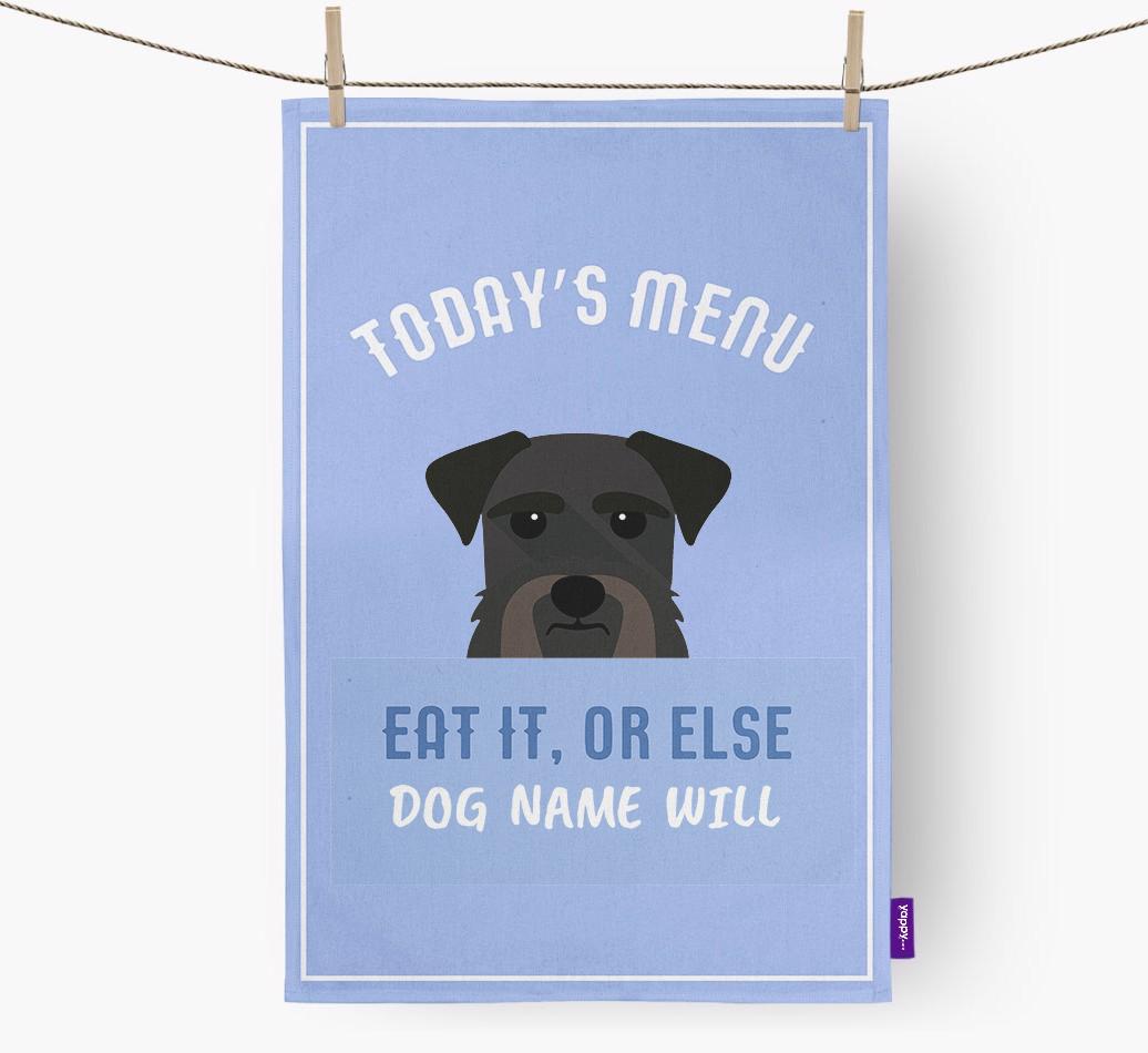'Eat It, Or Else {dogsName} Will' - Personalized {breedFullName} Dish Towel