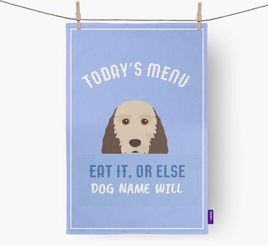 'Eat It, Or Else {dogsName} Will' - Personalized {breedFullName} Dish Towel