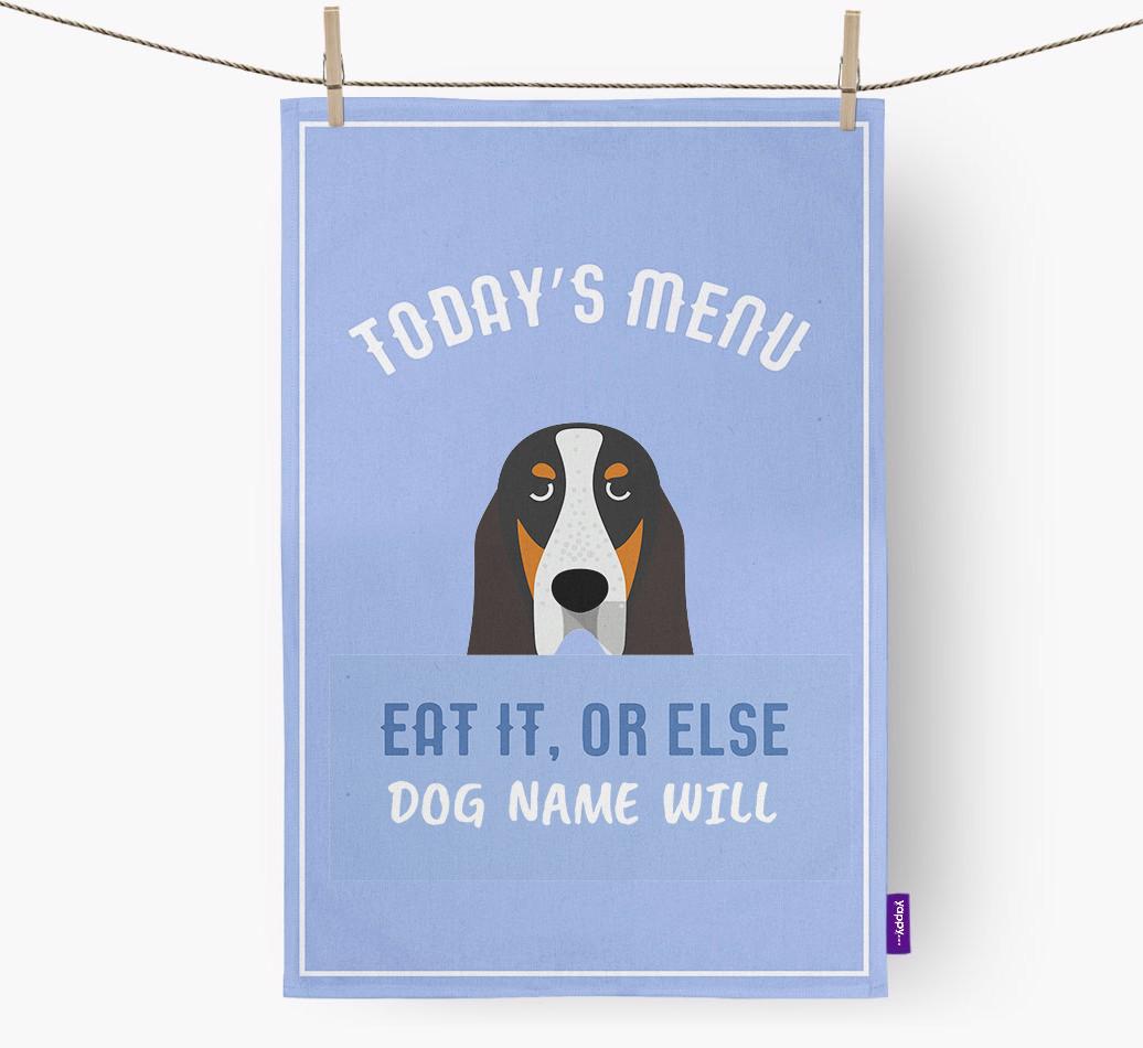 'Eat It, Or Else {dogsName} Will' - Personalized {breedFullName} Dish Towel