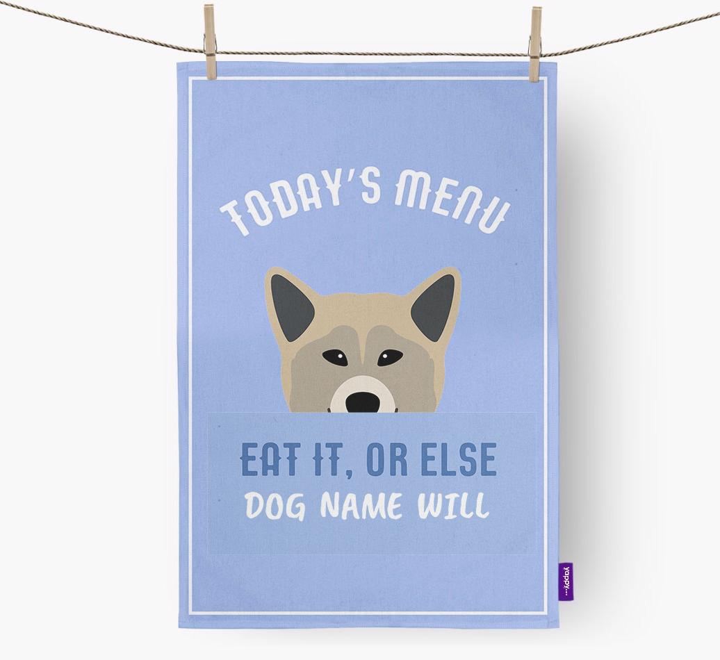'Eat It, Or Else {dogsName} Will' - Personalized {breedFullName} Dish Towel