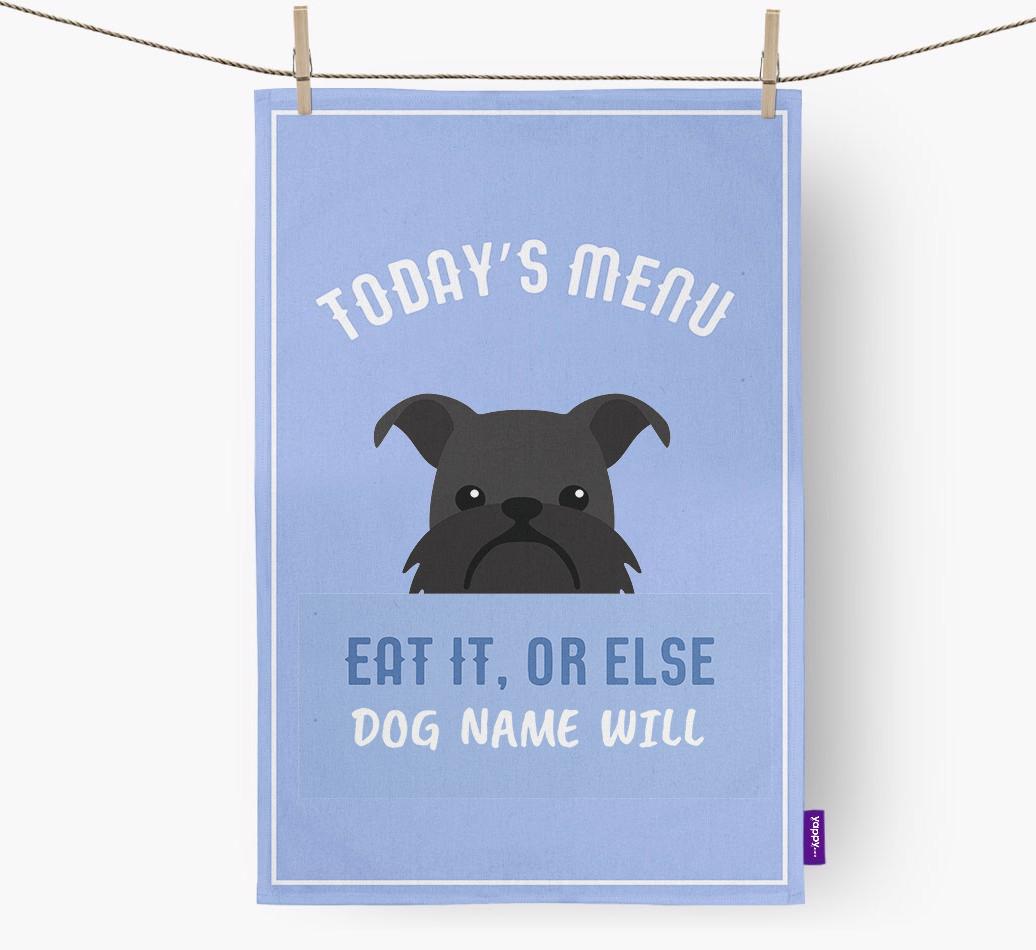 'Eat It, Or Else {dogsName} Will' - Personalized {breedFullName} Dish Towel