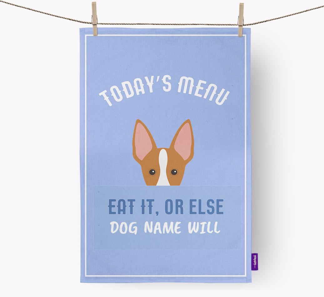 'Eat It, Or Else {dogsName} Will' - Personalized {breedFullName} Dish Towel