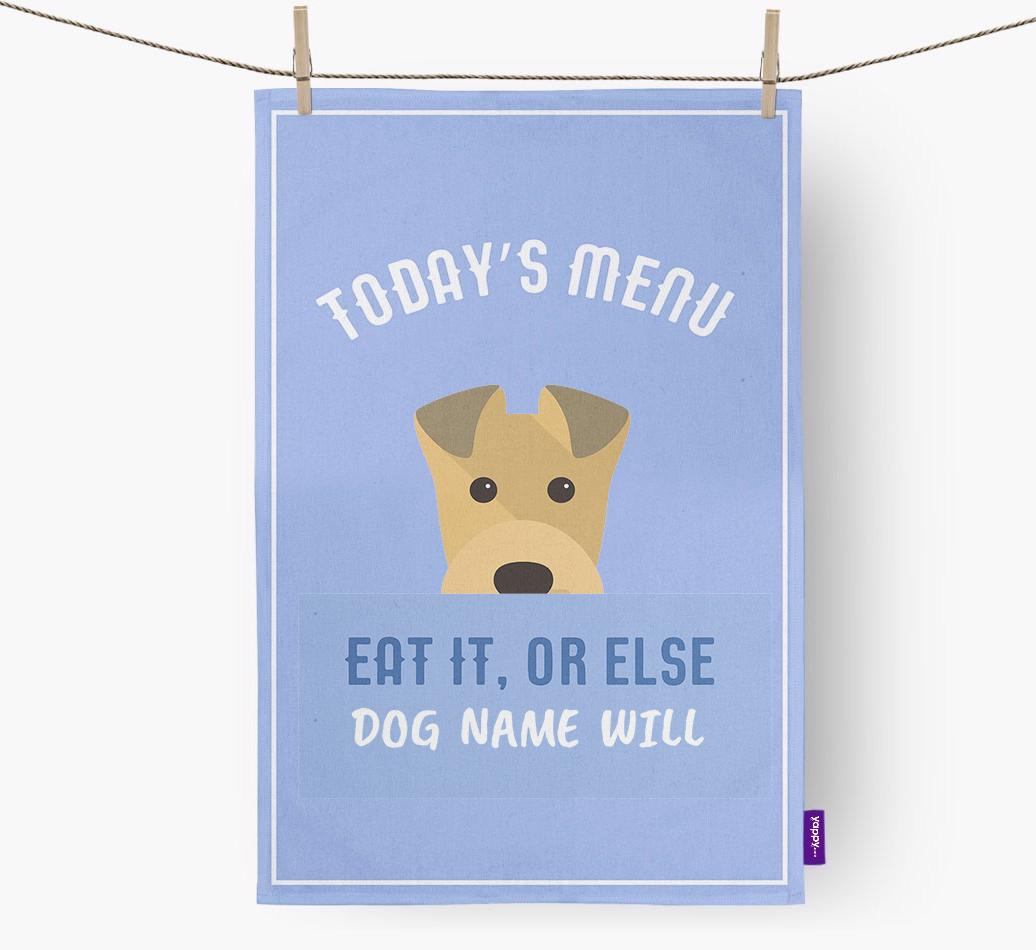 'Eat It, Or Else {dogsName} Will' - Personalized {breedFullName} Dish Towel