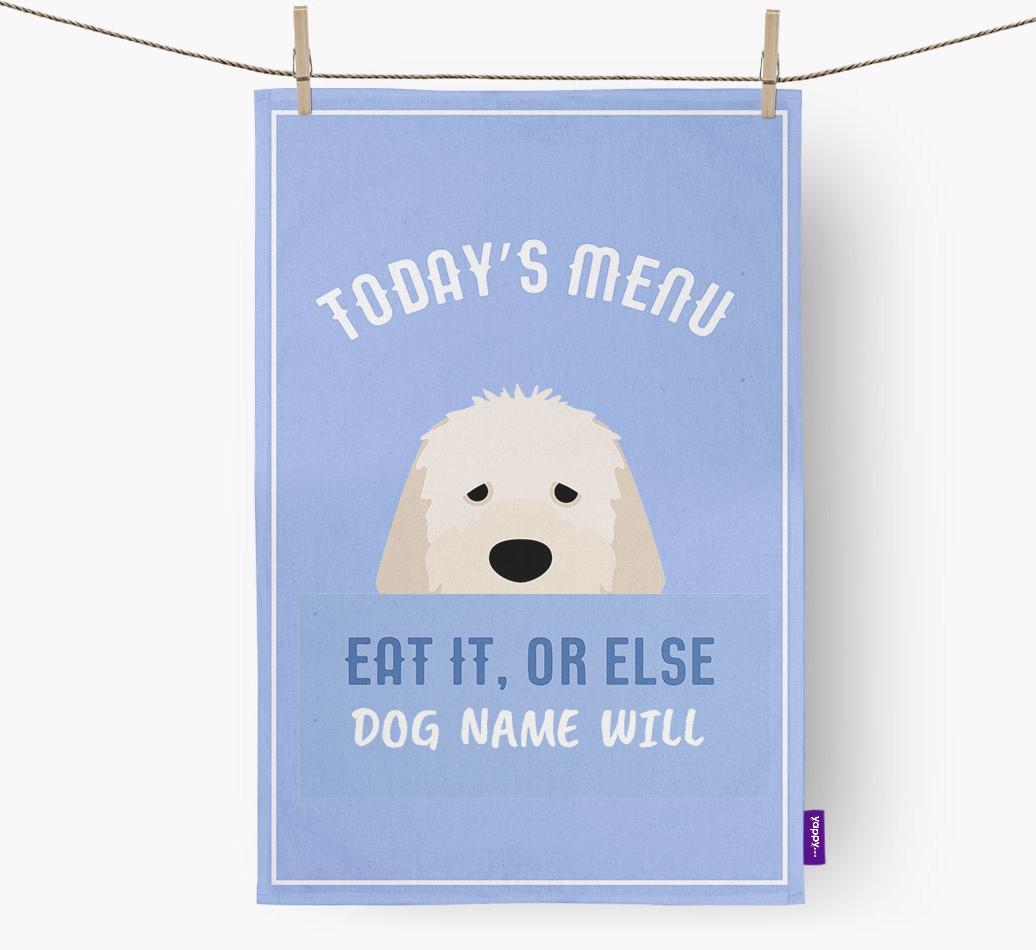 'Eat It, Or Else {dogsName} Will' - Personalized {breedFullName} Dish Towel
