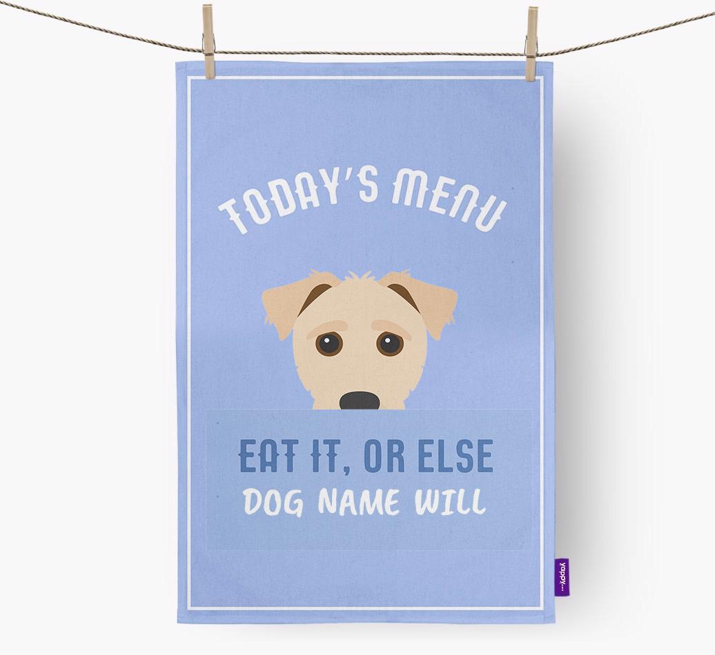 'Eat It, Or Else {dogsName} Will' - Personalized {breedFullName} Dish Towel