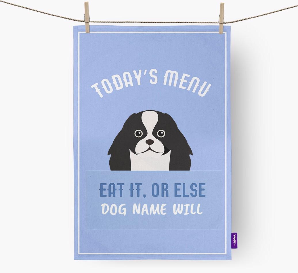 'Eat It, Or Else {dogsName} Will' - Personalized {breedFullName} Dish Towel