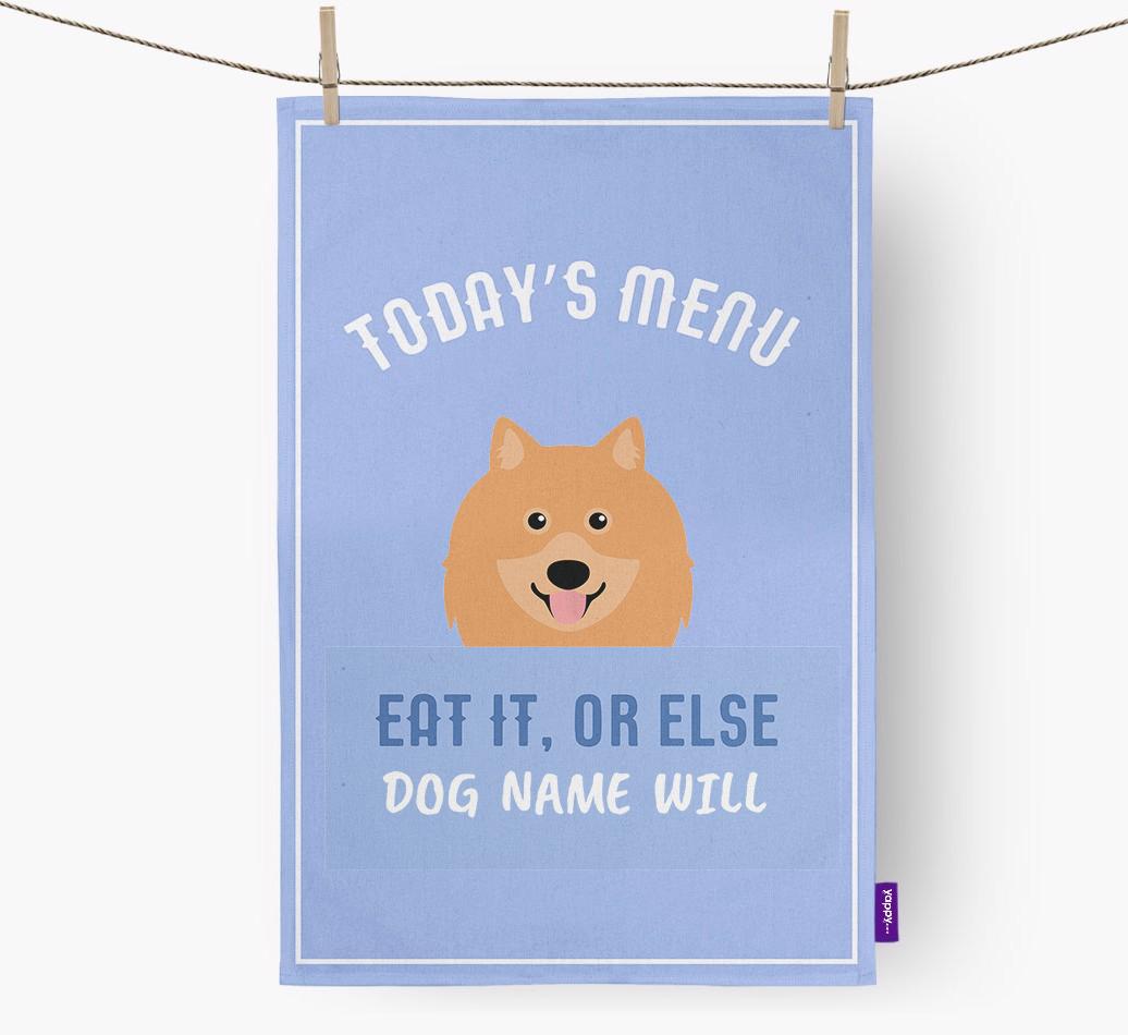 'Eat It, Or Else {dogsName} Will' - Personalized {breedFullName} Dish Towel
