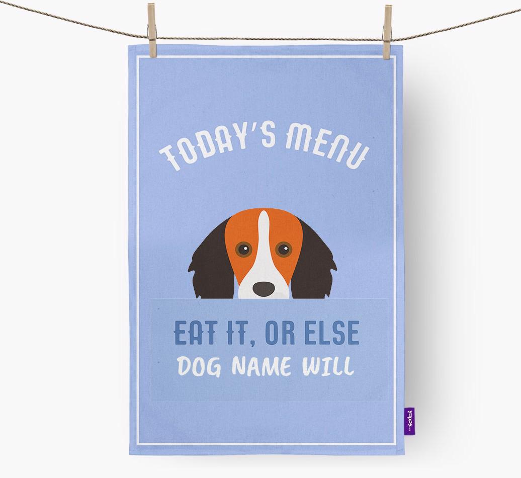 'Eat It, Or Else {dogsName} Will' - Personalized {breedFullName} Dish Towel