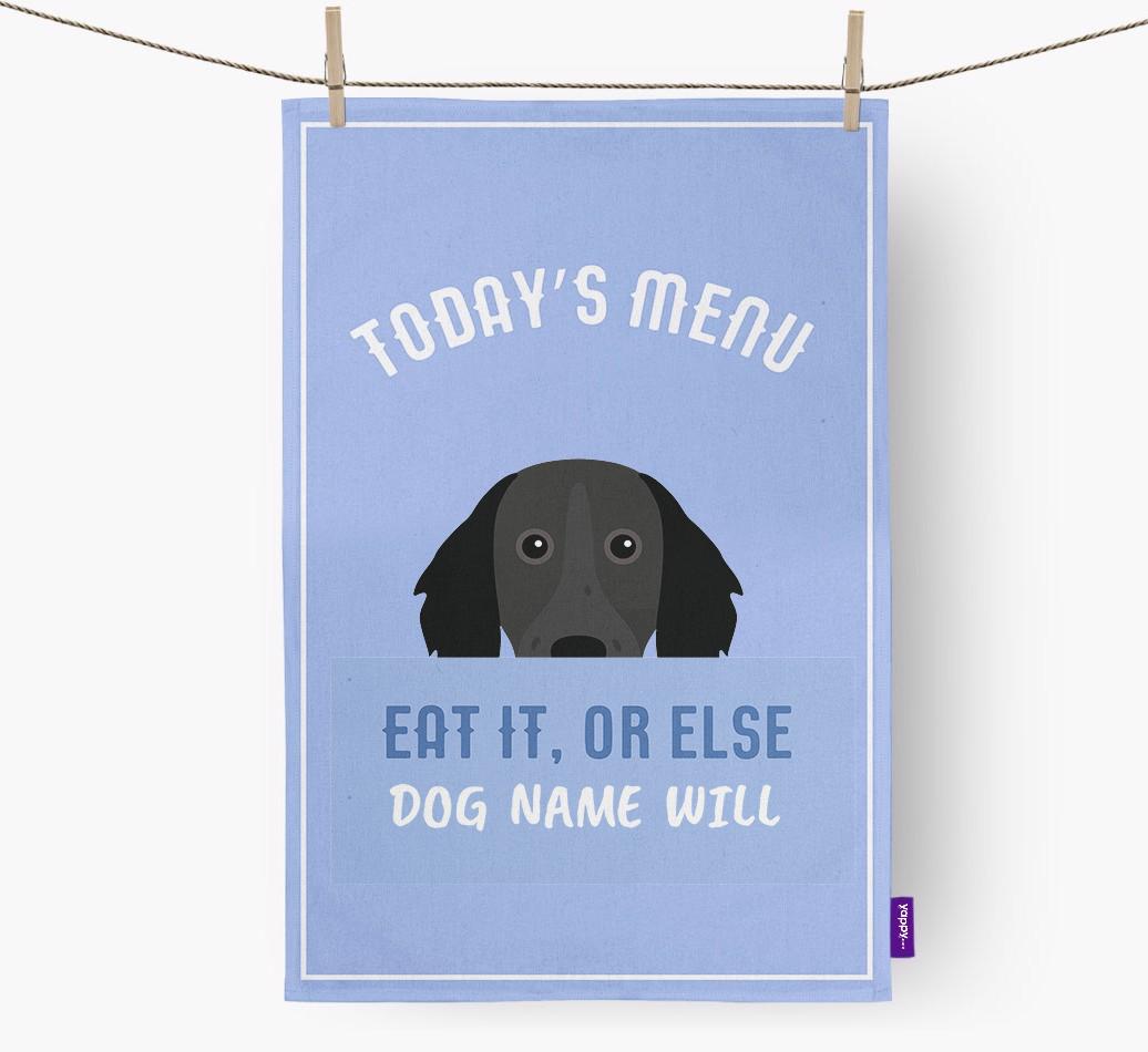 'Eat It, Or Else {dogsName} Will' - Personalized {breedFullName} Dish Towel