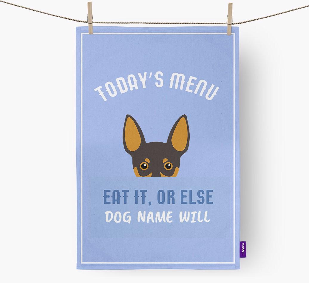 'Eat It, Or Else {dogsName} Will' - Personalized {breedFullName} Dish Towel