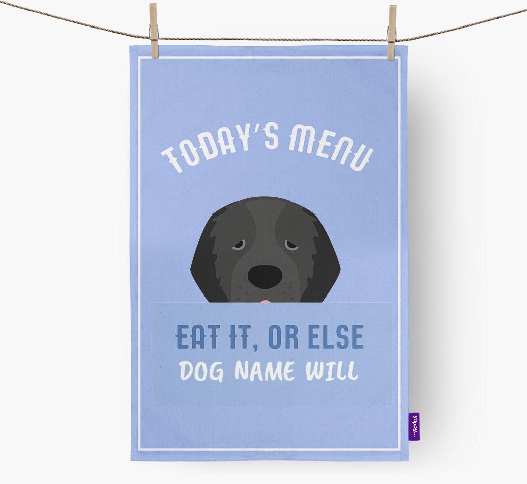 'Eat It, Or Else {dogsName} Will' - Personalized {breedFullName} Dish Towel