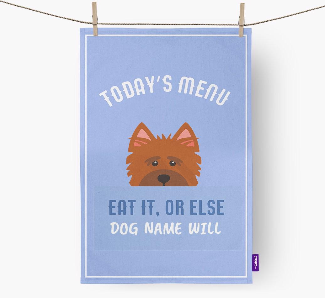 'Eat It, Or Else {dogsName} Will' - Personalized {breedFullName} Dish Towel