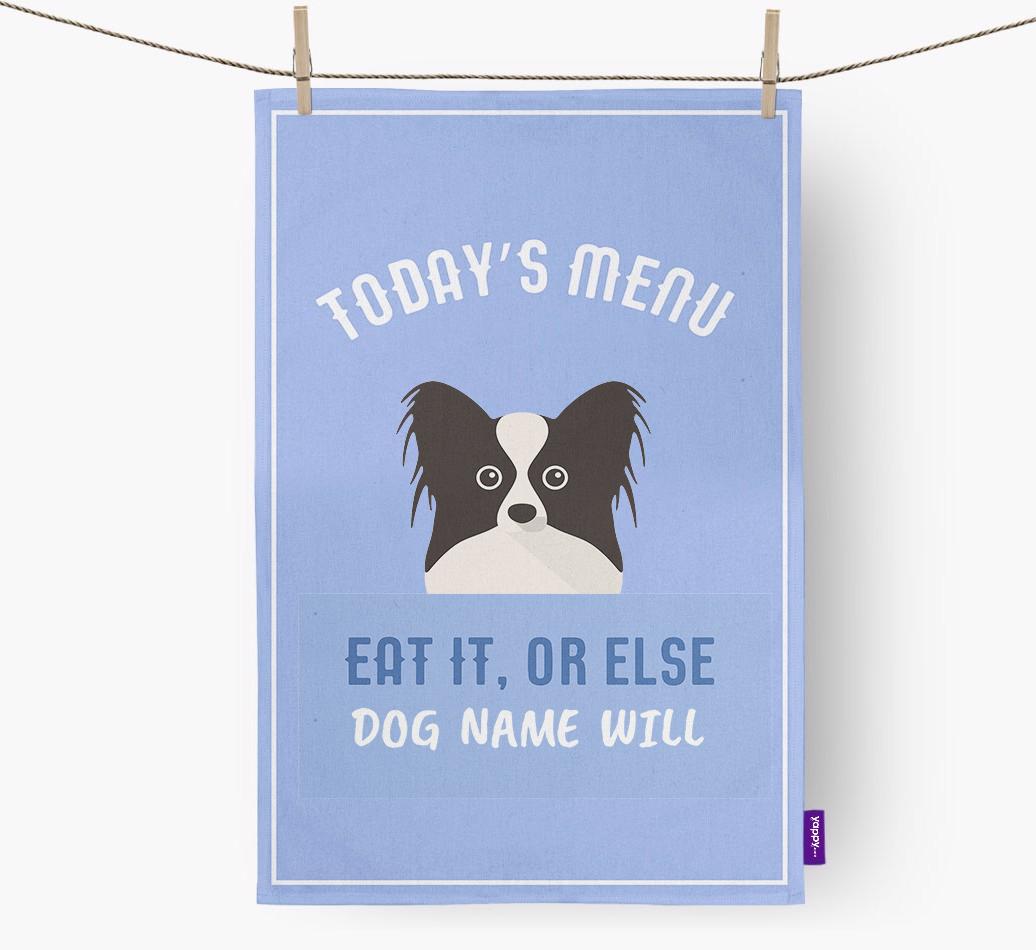 'Eat It, Or Else {dogsName} Will' - Personalized {breedFullName} Dish Towel