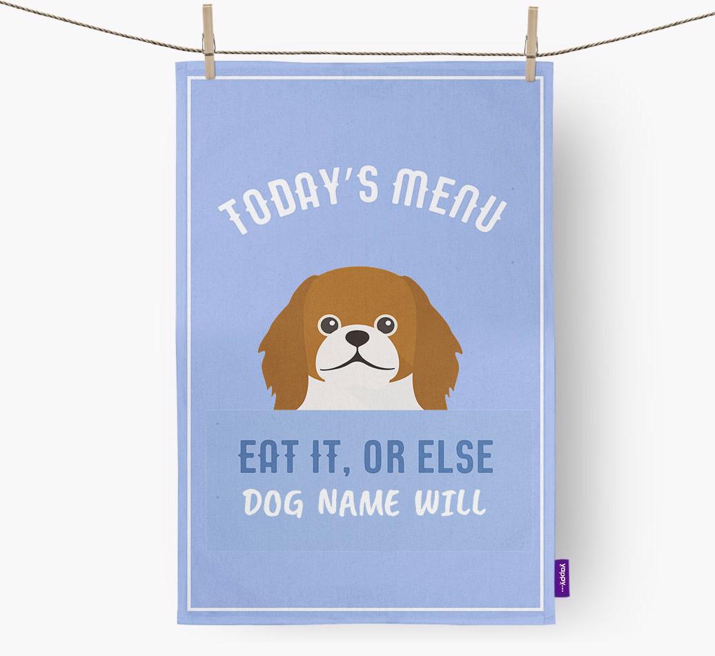 'Eat It, Or Else {dogsName} Will' - Personalized {breedFullName} Dish Towel