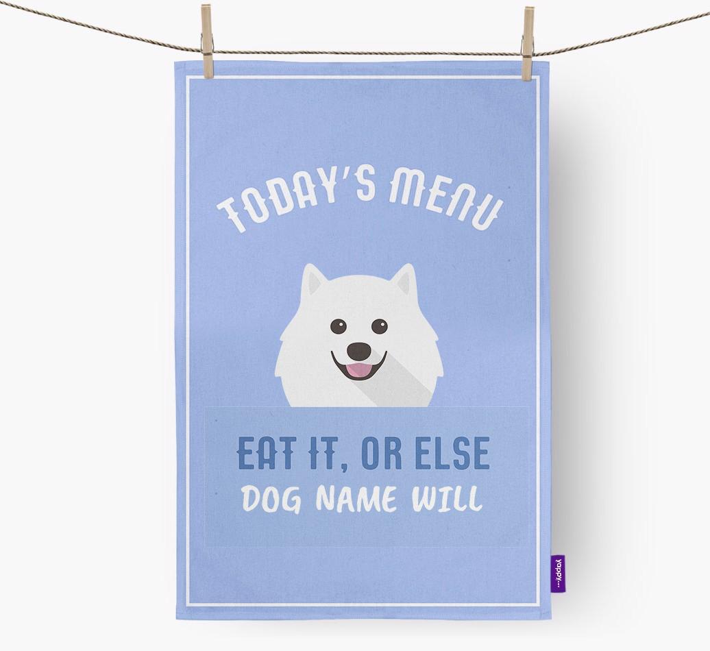 'Eat It, Or Else {dogsName} Will' - Personalized {breedFullName} Dish Towel