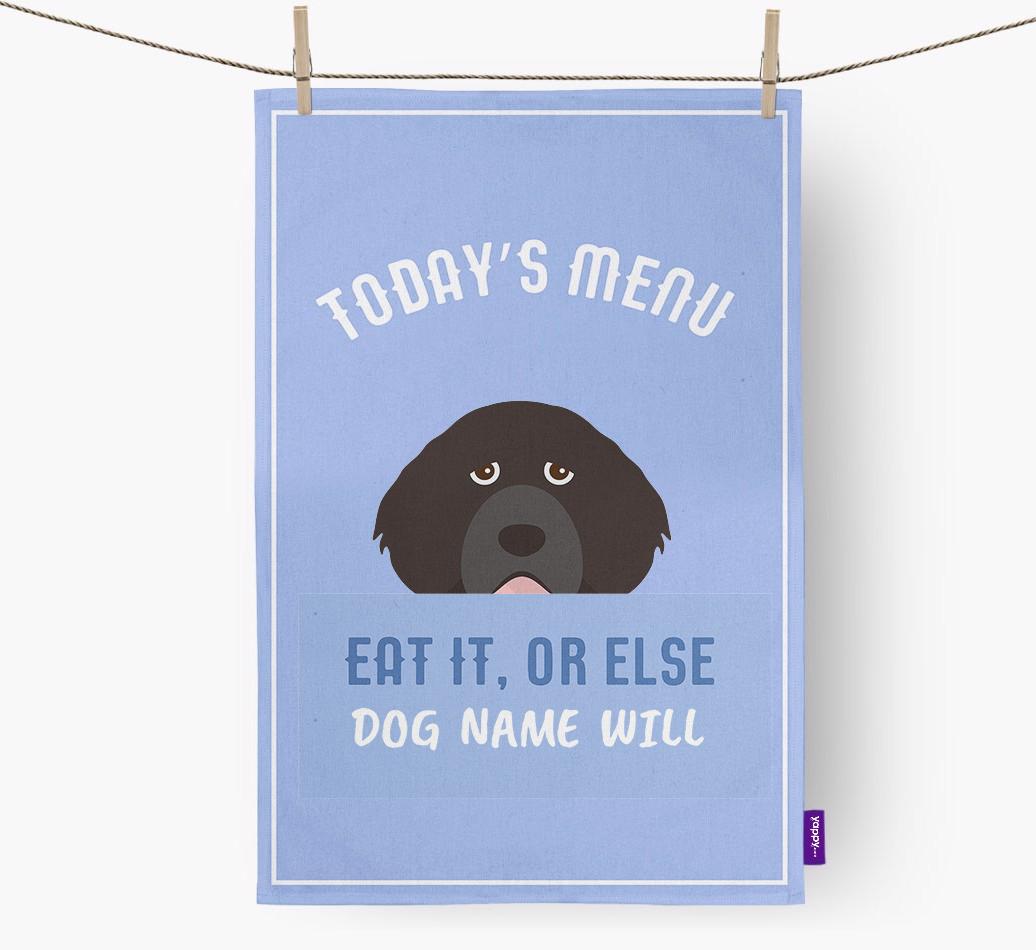'Eat It, Or Else {dogsName} Will' - Personalized {breedFullName} Dish Towel