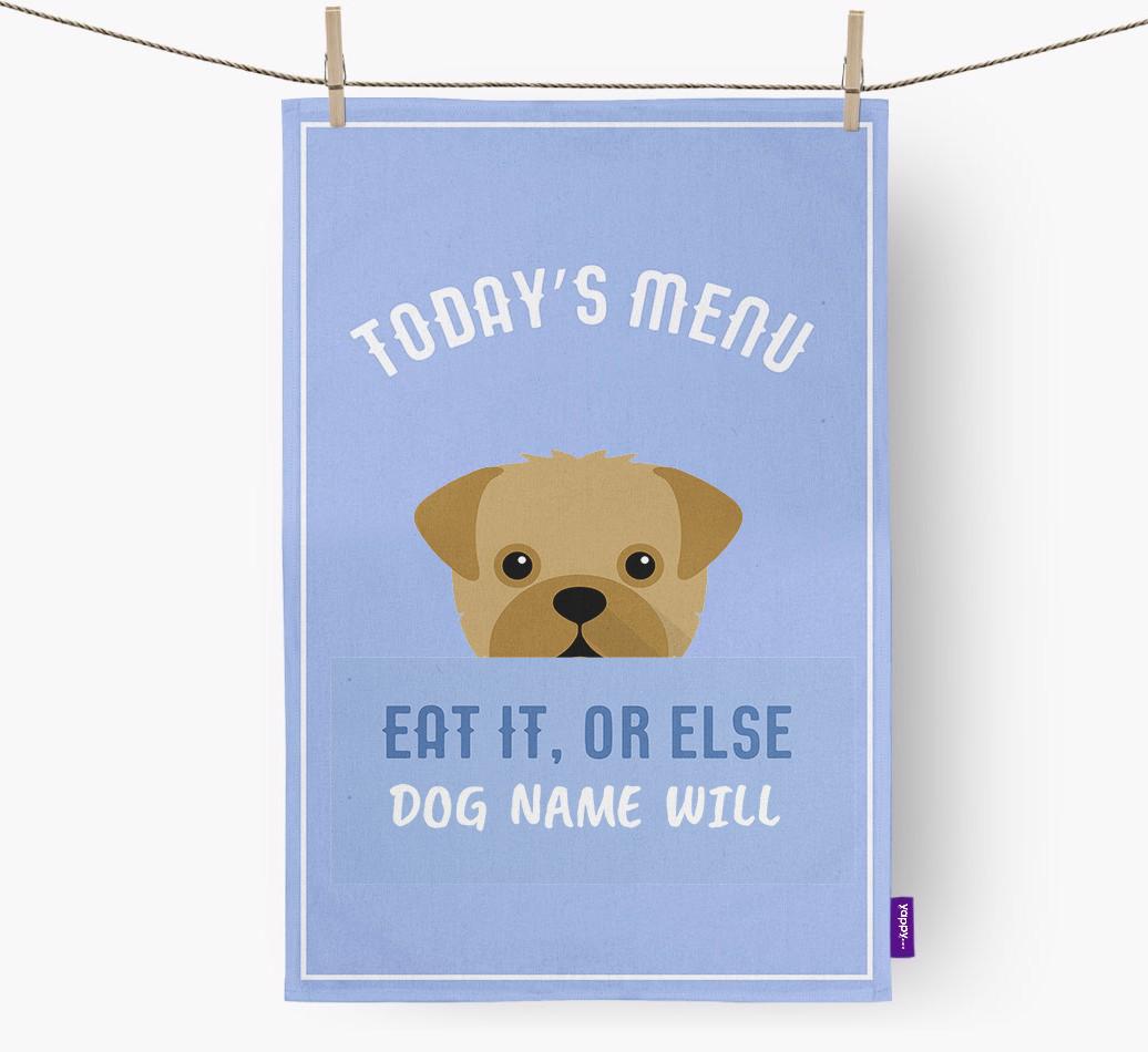 'Eat It, Or Else {dogsName} Will' - Personalized {breedFullName} Dish Towel