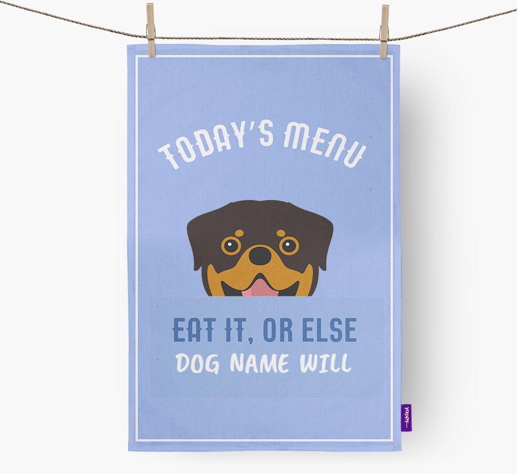 'Eat It, Or Else {dogsName} Will' - Personalized {breedFullName} Dish Towel