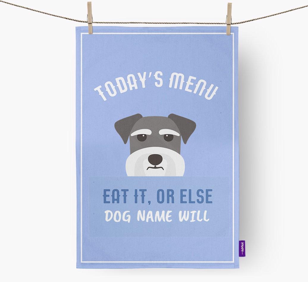 'Eat It, Or Else {dogsName} Will' - Personalized {breedFullName} Dish Towel