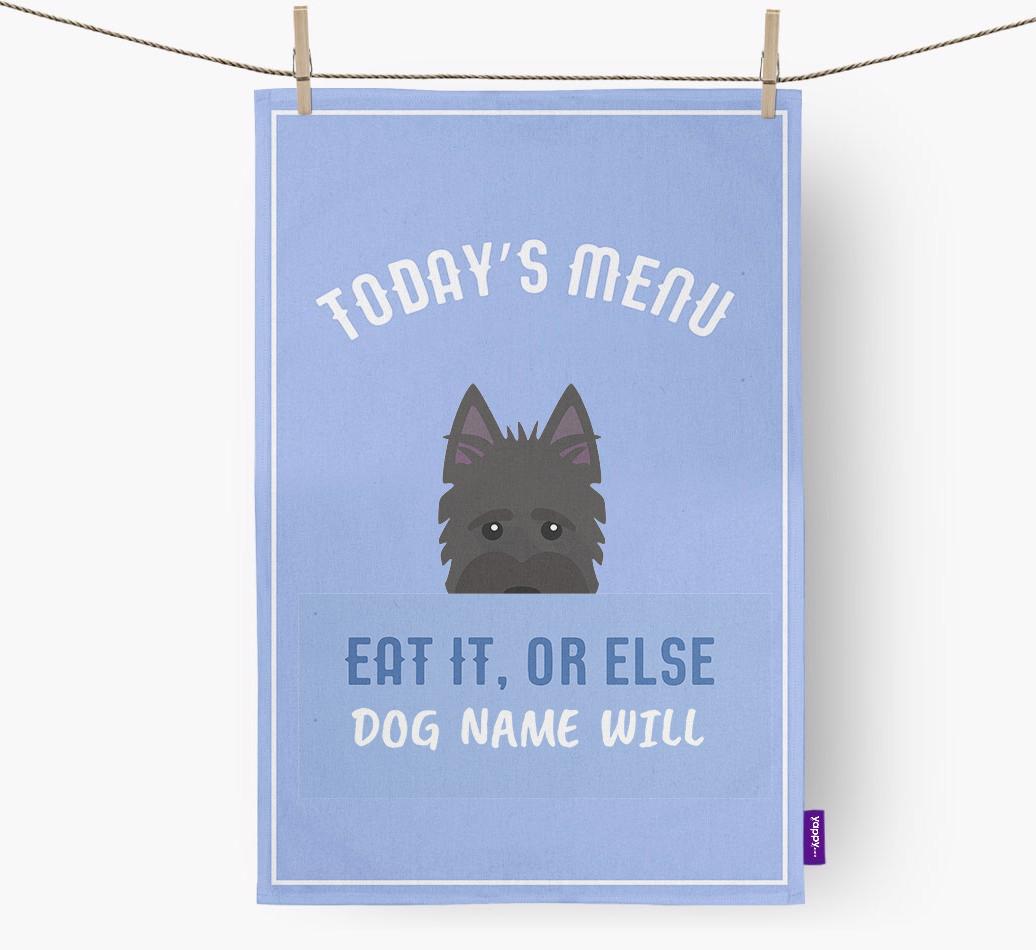 'Eat It, Or Else {dogsName} Will' - Personalized {breedFullName} Dish Towel