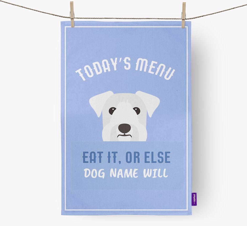 'Eat It, Or Else {dogsName} Will' - Personalized {breedFullName} Dish Towel