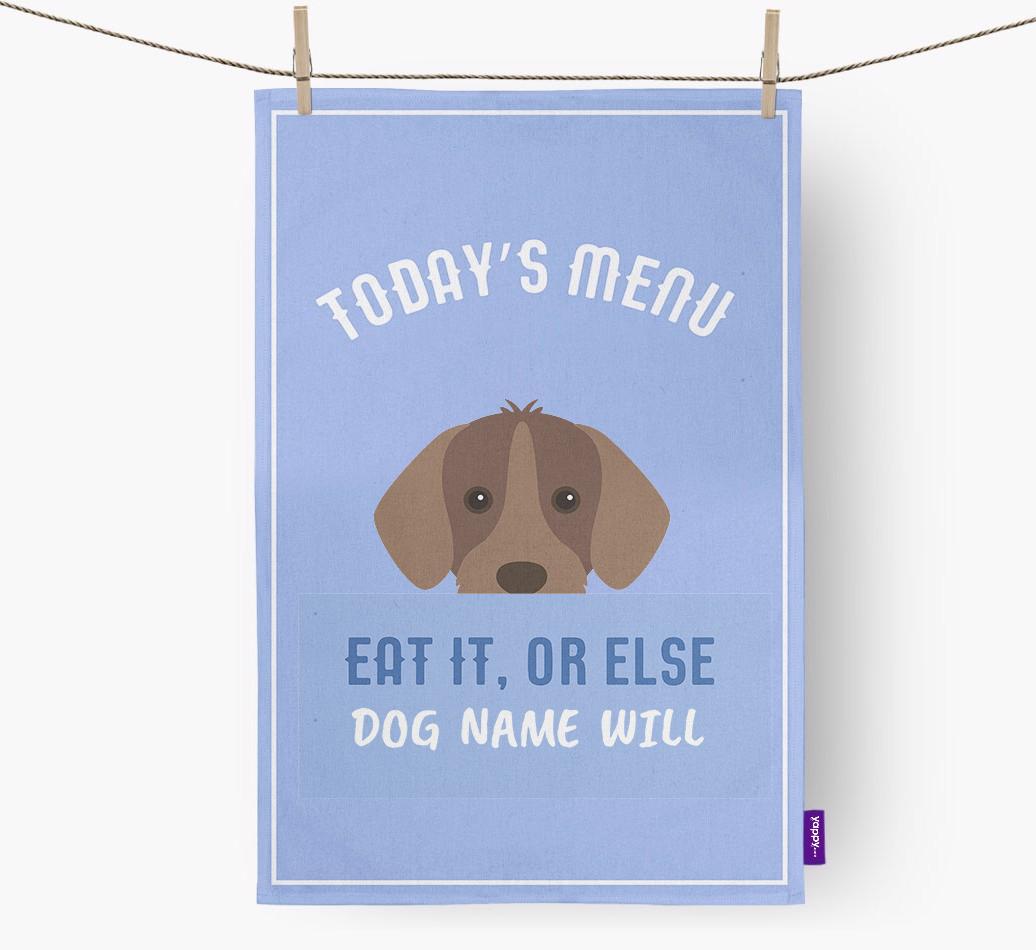 'Eat It, Or Else {dogsName} Will' - Personalized {breedFullName} Dish Towel