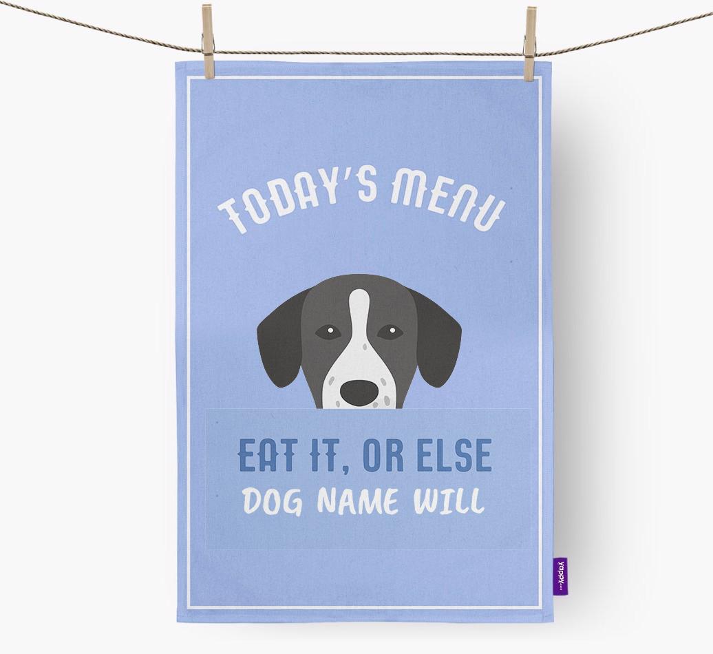'Eat It, Or Else {dogsName} Will' - Personalized {breedFullName} Dish Towel