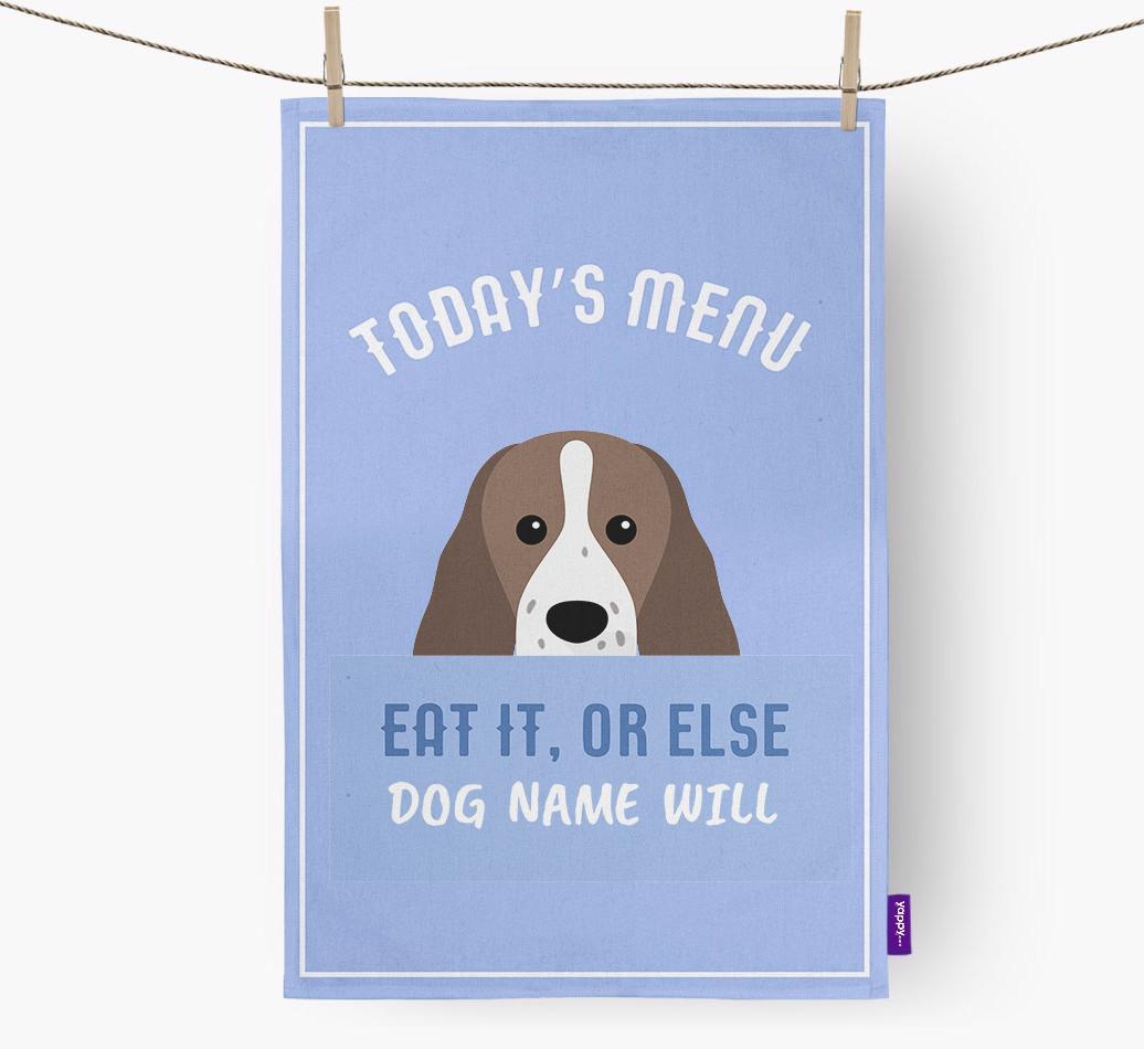 'Eat It, Or Else {dogsName} Will' - Personalized {breedFullName} Dish Towel