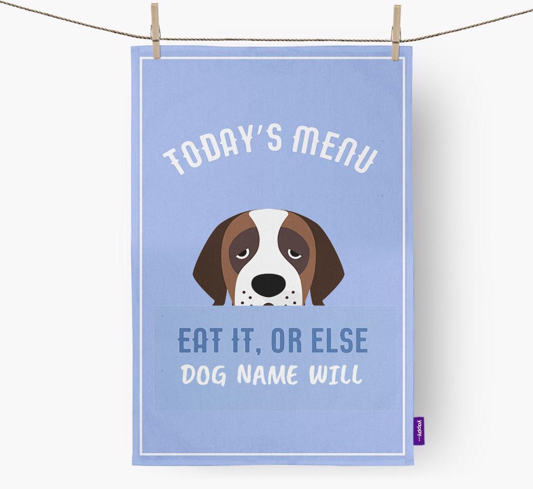 'Eat It, Or Else {dogsName} Will' - Personalized {breedFullName} Dish Towel